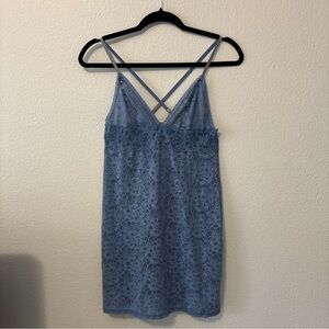 Victoria’s Secret Blue Lace Slip Dress w/ Gold Strap Detail